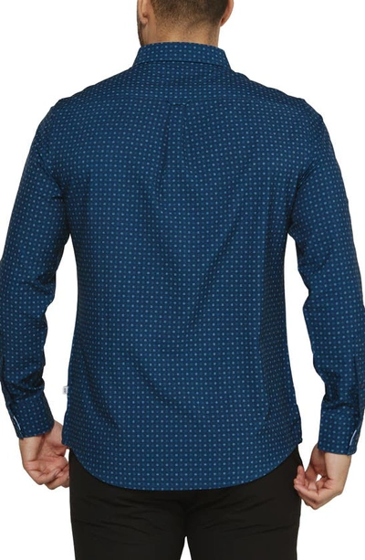Shop 7 Diamonds Amis Medallion Print Performance Button-up Shirt In Navy