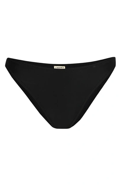 L Agence Jean Solid Scoop Front Bikini Bottom In Black