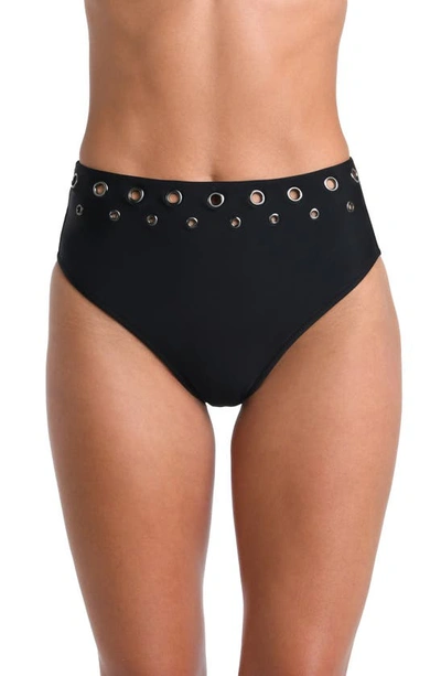 Shop L Agence Vanessa Grommet High Waist Bikini Bottoms In Black