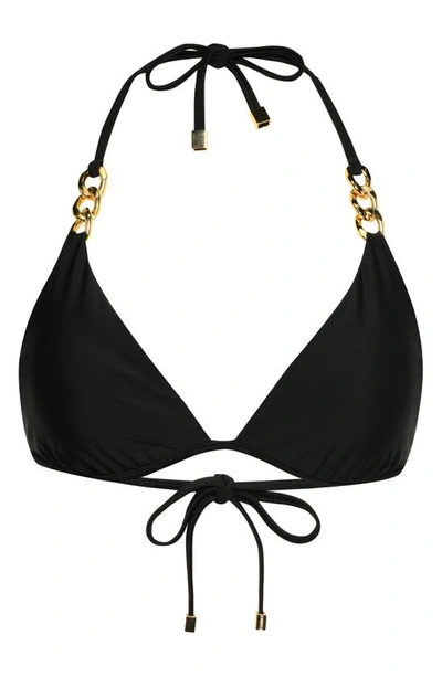 Shop L Agence Annabelle Solid Triangle Bikini Top In Black