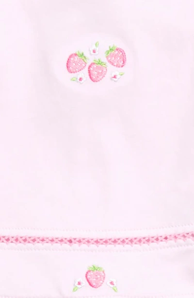 Shop Kissy Kissy Strawberry Embroidered Pima Cotton Top & Shorts Set In Pink