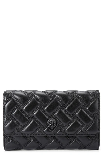Shop Kurt Geiger Kensington Quilted Leather Wallet On A Chain In Black