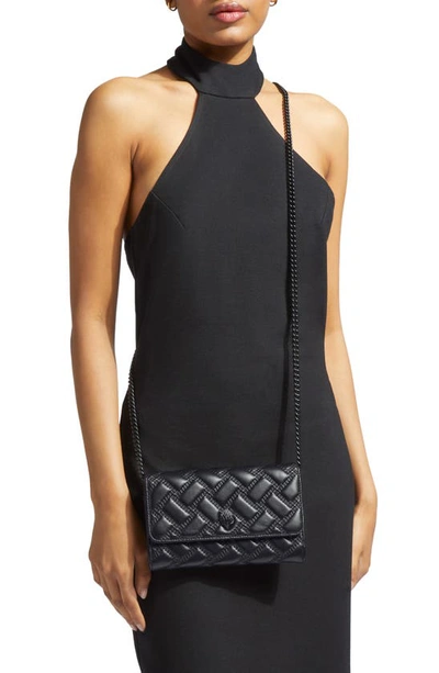 Shop Kurt Geiger Kensington Quilted Leather Wallet On A Chain In Black