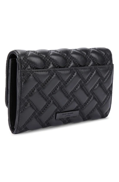 Shop Kurt Geiger London Kensington Quilted Leather Wallet On A Chain In Black