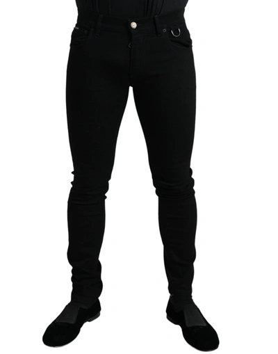 Shop Dolce & Gabbana Black Cotton Stretch Skinny Denim Jeans