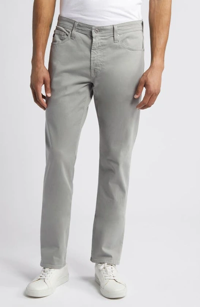 Shop Ag Everett Sueded Stretch Sateen Slim Straight Leg Pants In Aero Grey