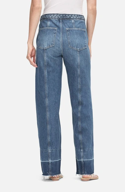 Shop Frame Braided High Waist Raw Hem Wide Leg Jeans In Dewdrop