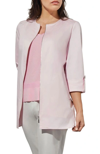 Shop Ming Wang Front Zip Jacket In Perfect Pink
