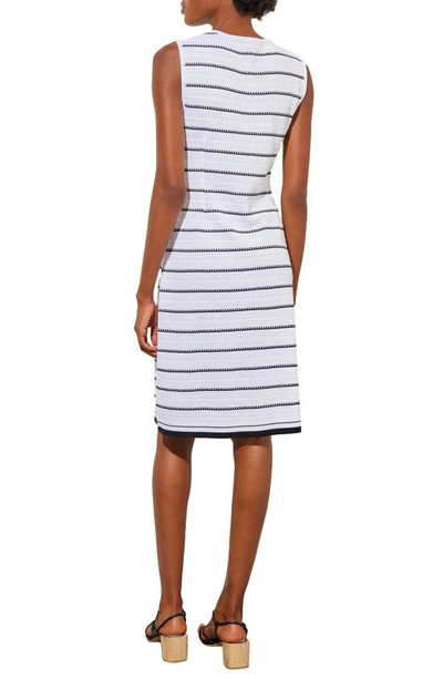 Ming Wang Stripe Sleeveless Knit Dress In White/ Black