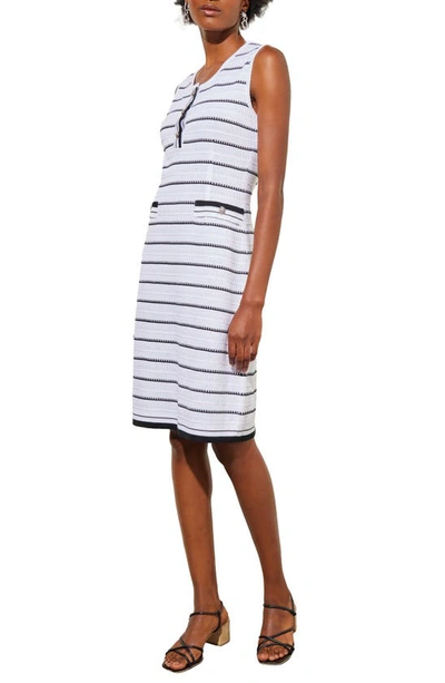 Ming Wang Stripe Sleeveless Knit Dress In White/ Black