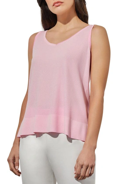 Shop Ming Wang V-neck Side Slit Tank In Perfect Pink