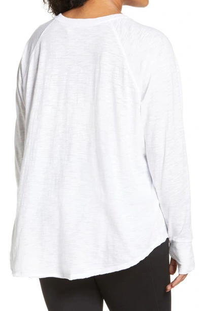 Shop Zella Relaxed Washed Cotton Long Sleeve T-shirt In White