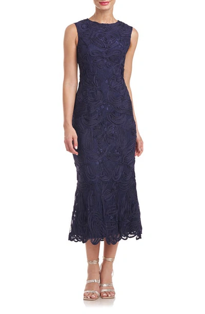 Shop Js Collections Meli Soutache Cocktail Midi Dress In Navy