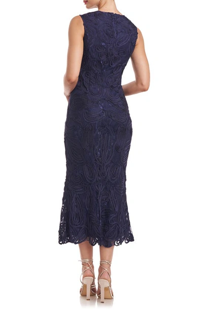 Shop Js Collections Meli Soutache Cocktail Midi Dress In Navy