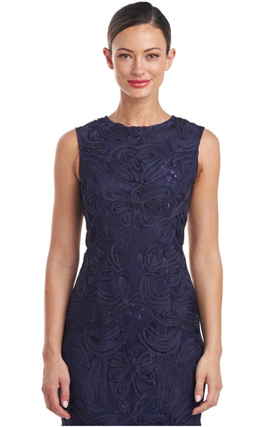 Shop Js Collections Meli Soutache Cocktail Midi Dress In Navy