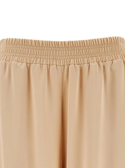 Shop Fabiana Filippi Beige Loose Pants With Elastic Waist-band In Fabric Woman
