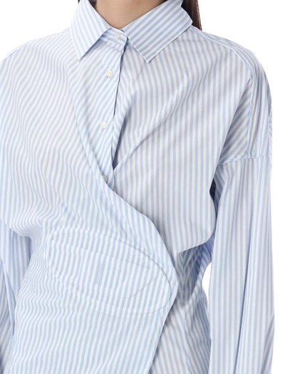 Shop Diesel D-sizen Shirt Dress In Light Blue Stripe