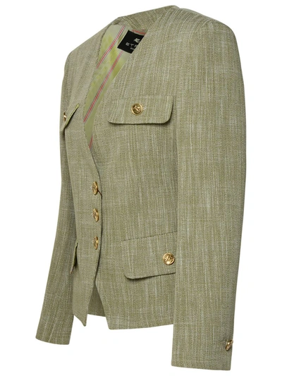 Shop Etro Green Viscose Blend Jacket