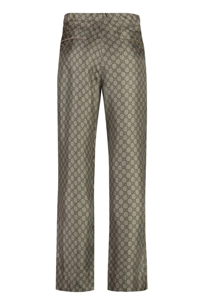 Shop Gucci Silk Trousers In Beige