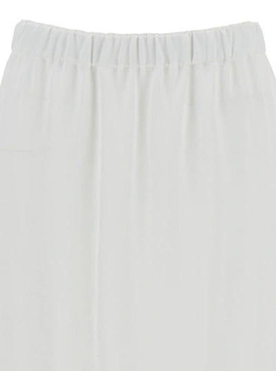 Shop Fabiana Filippi Long White Skirt With Split And Elastic Waistband In Viscose Woman
