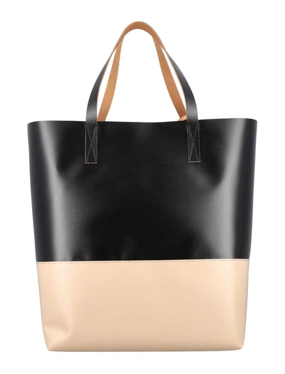 Shop Marni Tribeca Shopping Bag In Black Cork