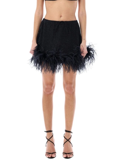 Shop Oseree Oséree Lumière Plumage Mini Skirt In Black