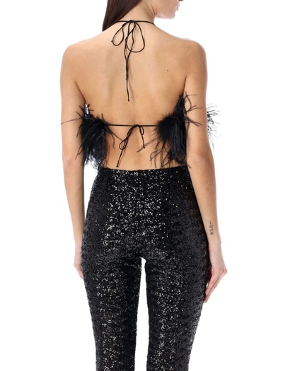 Shop Oseree Oséree Paillettes Feather Top In Black