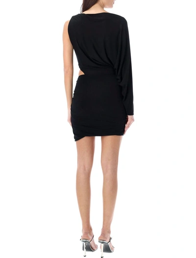 Shop Rev The Anais Asymmetric Draped Mini Dress In Black