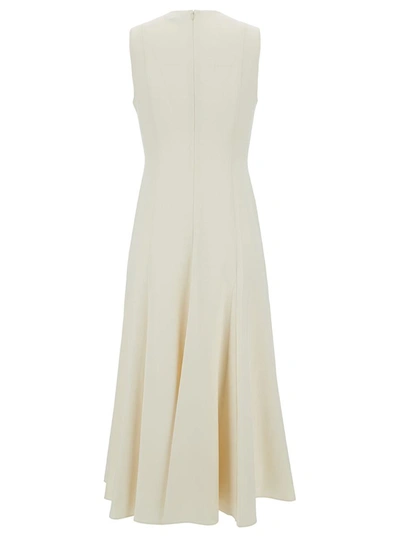 Shop Theory Midi White Sleeveless Dress With Pleated Skirt In Triacetate Blend Woman