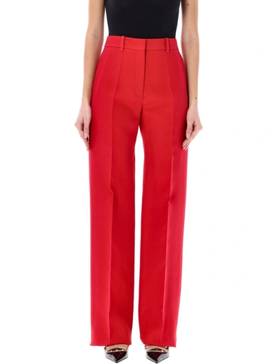 Shop Valentino Garavani Crepe Couture Trousers In Red