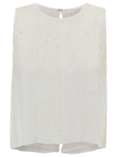 Shop P.a.r.o.s.h White Sleeveless Blouse With All-over Paillettes In Viscose Woman