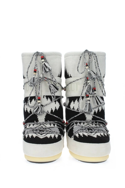 Shop Alanui Boots Moon Boot Fabric Gray Black