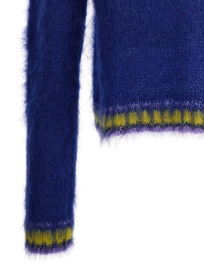 Shop Marni Contrast Edging Mohair Sweater Sweater, Cardigans Blue