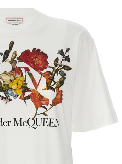 Shop Alexander Mcqueen Dutch Flower Print T-shirt White