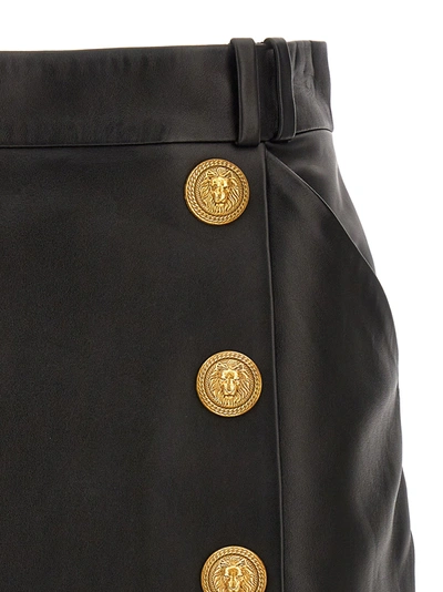 Shop Balmain Gold Button Skirt Skirts Black