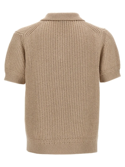 Shop Brioni Knitted  Shirt Polo Beige