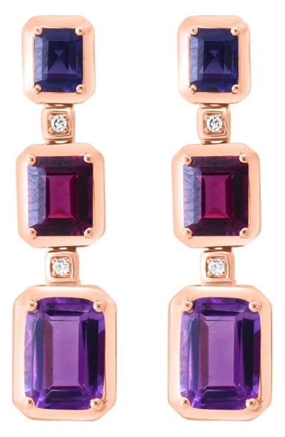 Shop Effy 14k Rose Gold Diamond & Gemstone Link Drop Earrings In Rose Gold/ Multi