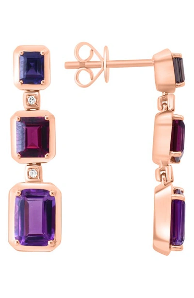 Shop Effy 14k Rose Gold Diamond & Gemstone Link Drop Earrings In Rose Gold/ Multi