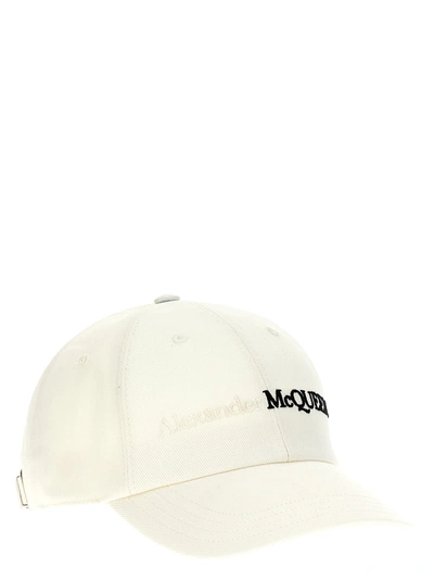 Shop Alexander Mcqueen Logo Cap Hats White/black