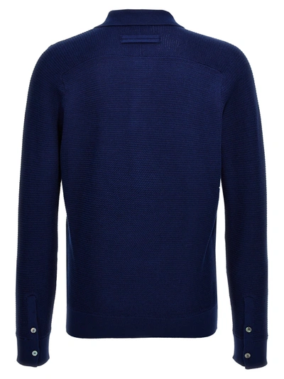 Shop Zegna Polo Jersey Sweater, Cardigans Blue