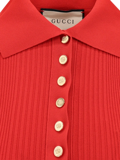 Shop Gucci Ribbed Viscose Polo Shirt