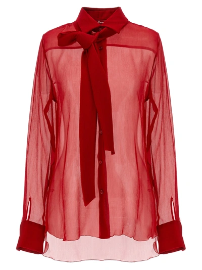 Shop Ermanno Scervino Pussy Bow Shirt Shirt, Blouse Red