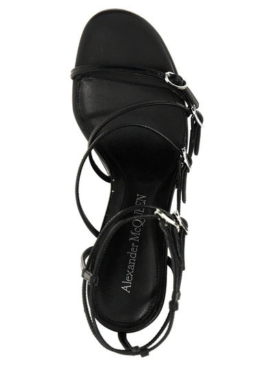 Shop Alexander Mcqueen Strap Leather Sandals Black