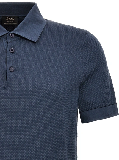 Shop Brioni Textured  Shirt Polo Blue