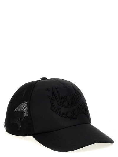 Shop Alexander Mcqueen Warped Logo Hats Black
