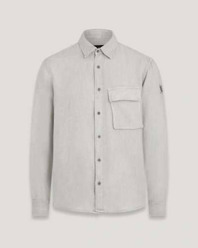 Shop Belstaff Scale Hemd Für Herren Garment Dyed Linen In Cloud Grey