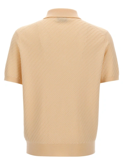 Shop Brioni Woven Knit  Shirt Polo Beige