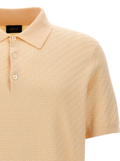 Shop Brioni Woven Knit  Shirt Polo Beige