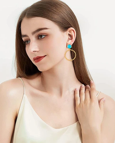 Shop Liv Oliver 18k Gold Turquoise Sunshine Hoop Earrings