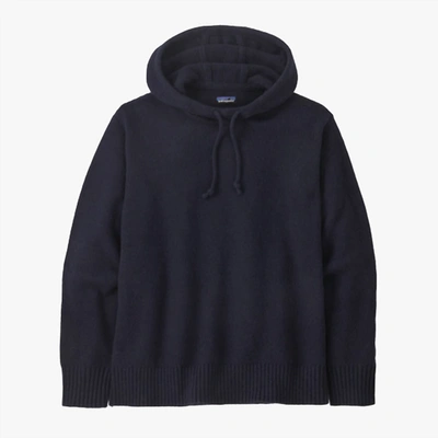 Shop Patagonia Recycled Wool-blend Sweater Hoody In New Navy In Blue